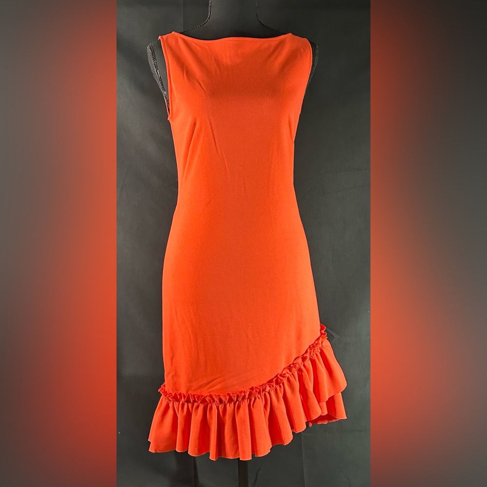 Trina Turk Coral Ruffle Hem Sheath Dress Size 2